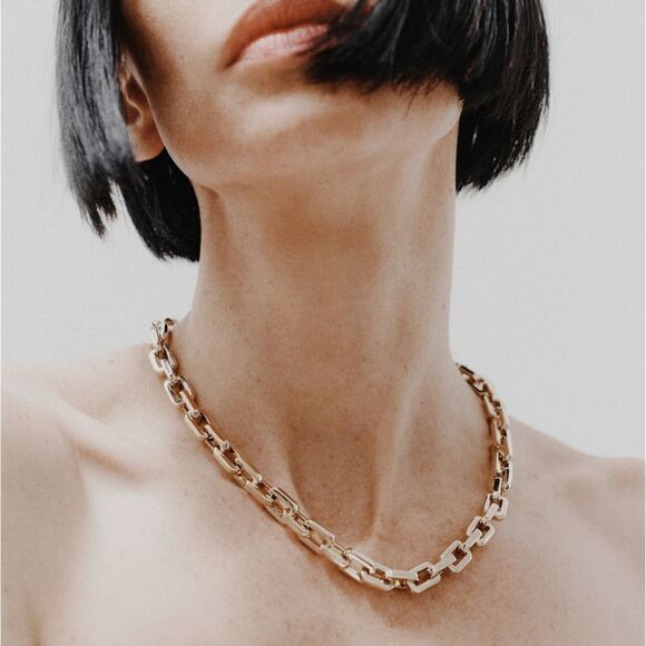 Eddie Borgo Supra Chain Link 12K Gold Vermeil Necklace Authentic New - Picture 5 of 12